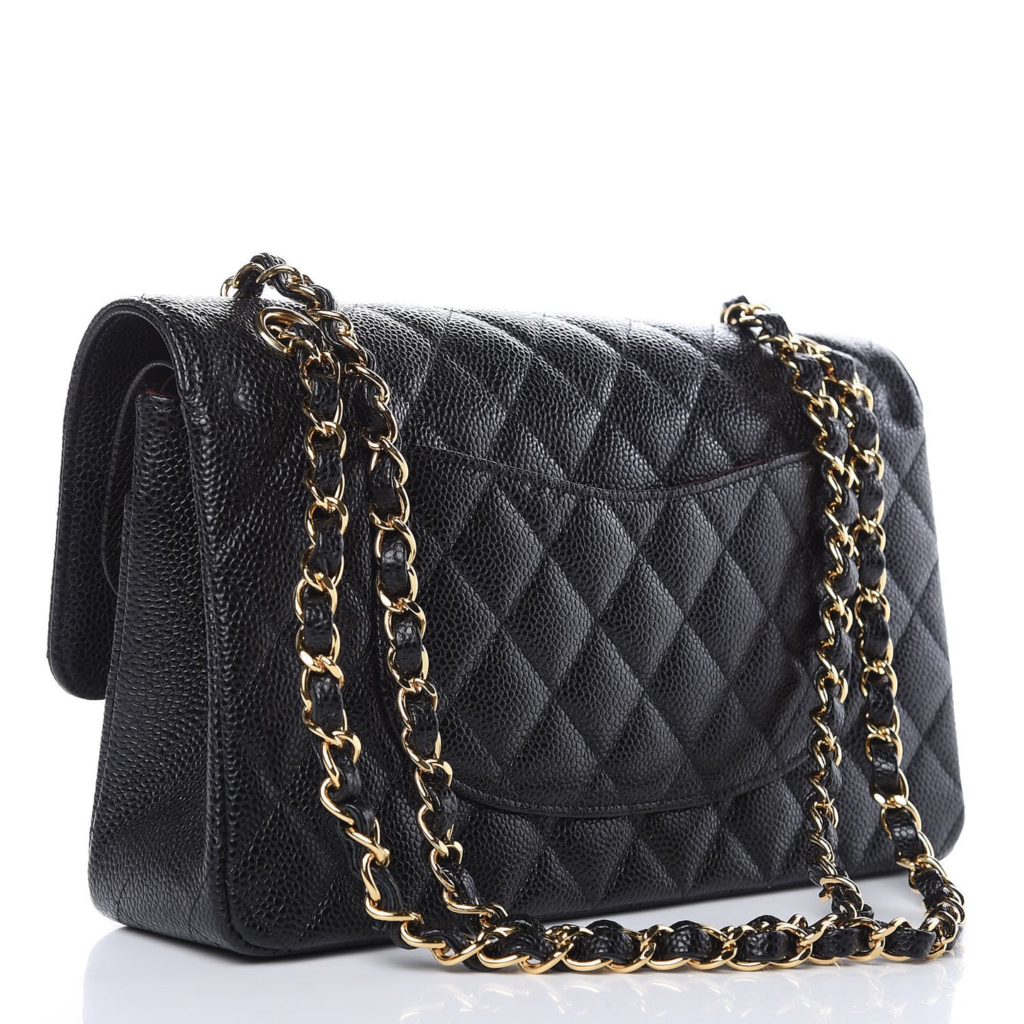 Caviar Quilted Medium Double Flap Black