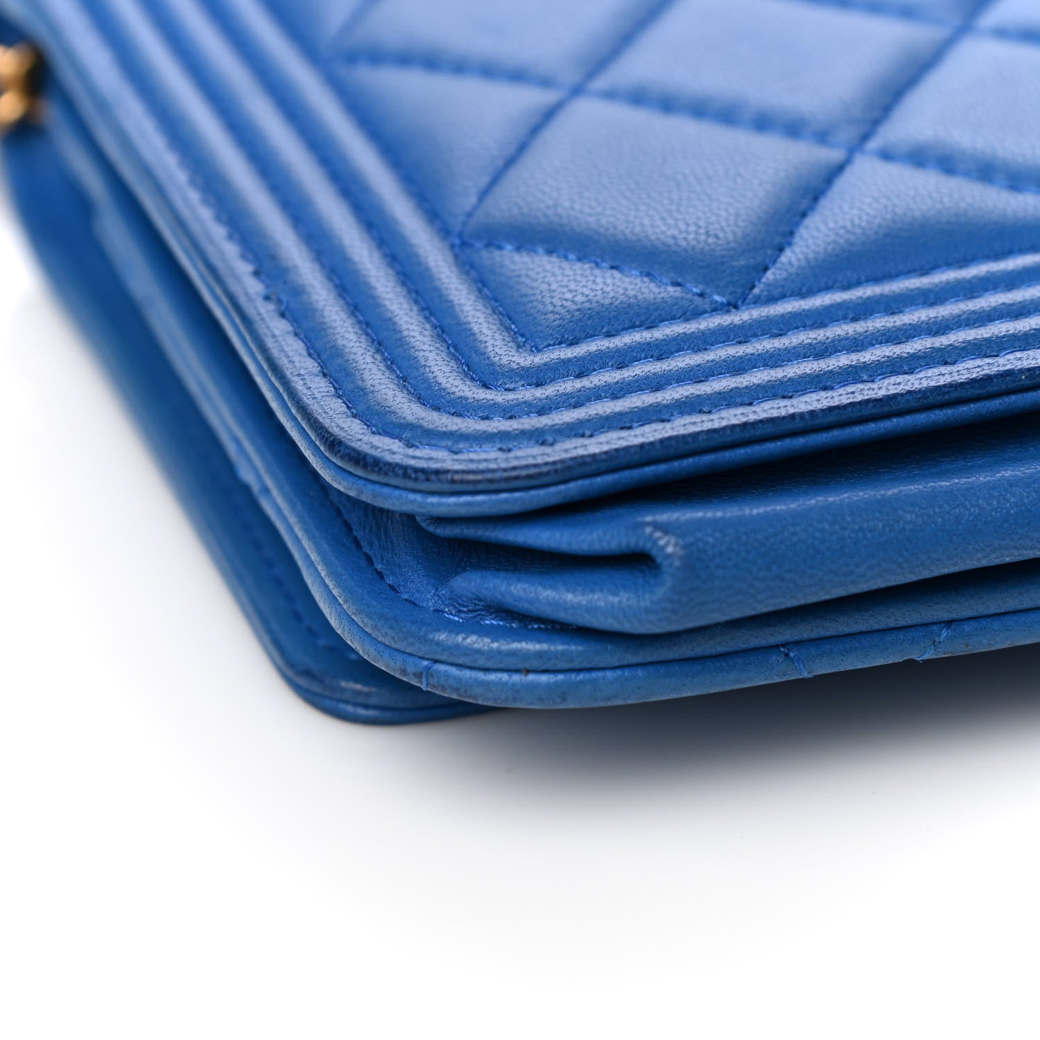 Chanel Lambskin Quilted Boy Wallet On Chain WOC Blue 10 of 13