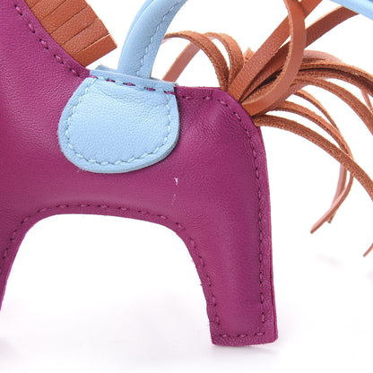 Hermes Milo Lambskin Grigri Rodeo Horse Bag Charm PM Rose Pourpre Cornaline Celeste 5 of 6