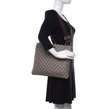 Gucci GG Supreme Monogram Medium Flat Messenger Bag Dark Brown 2 of 9