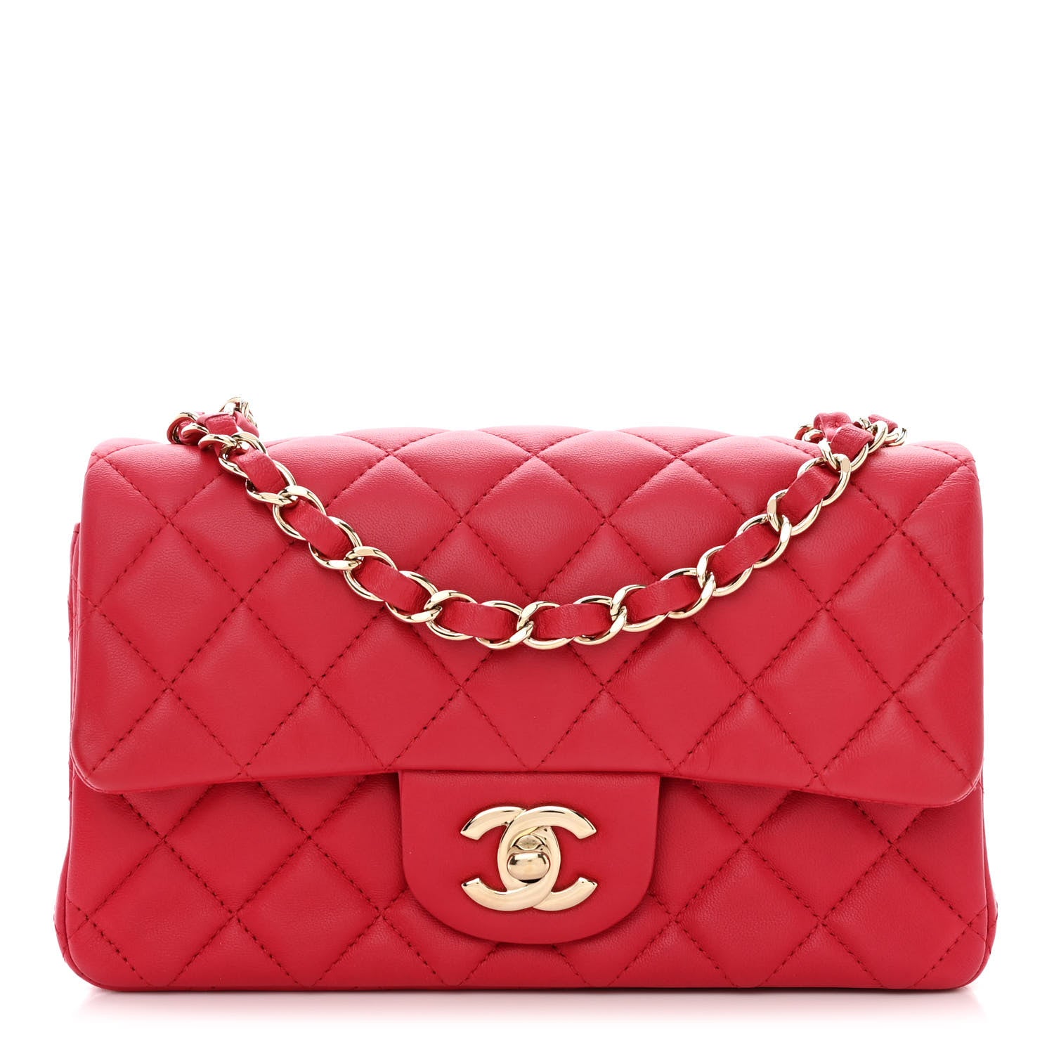 Chanel Lambskin Quilted Mini Rectangular Flap Red 1 of 10