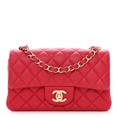 Chanel Lambskin Quilted Mini Rectangular Flap Red 1 of 10