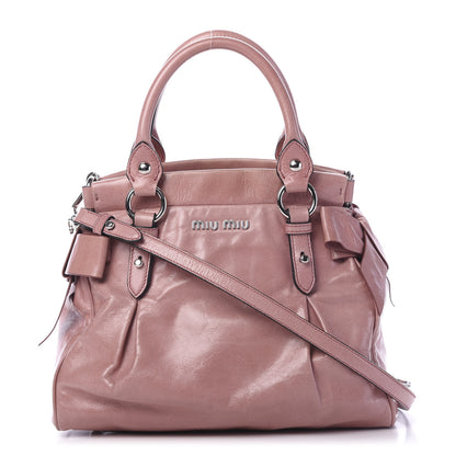 Miu Miu Vitello Lux Bow Tote Mughetto 1 of 13