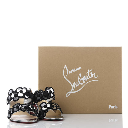 Christian Louboutin Metallic Calfskin Tres Pansy 85 Slide Sandals 37.5 Silver 9 of 9