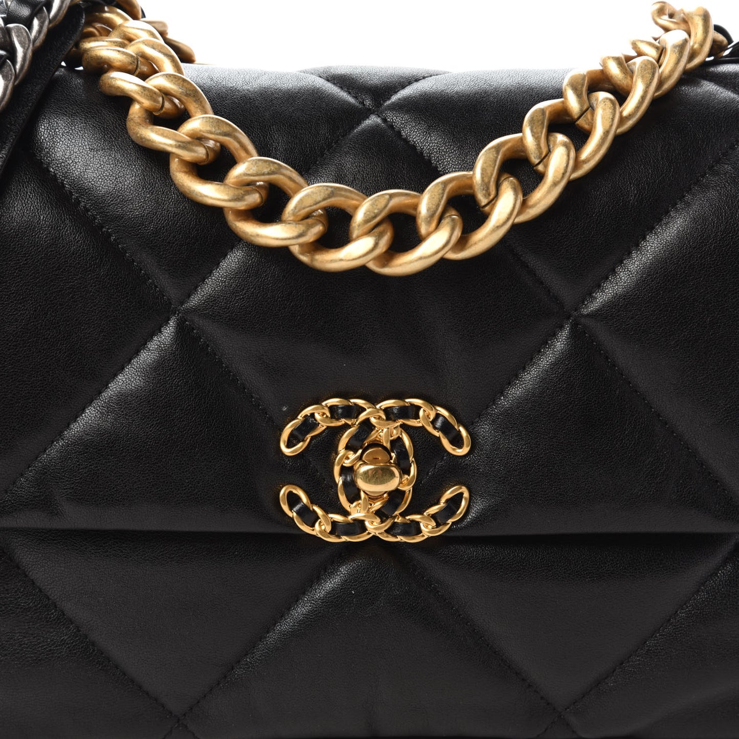 Lambskin Quilted Large Chanel 19 Flap Black