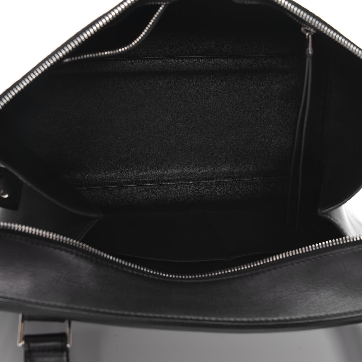 Textured Calfskin Small Bi-Color Edge Shoulder Bag Black Cream