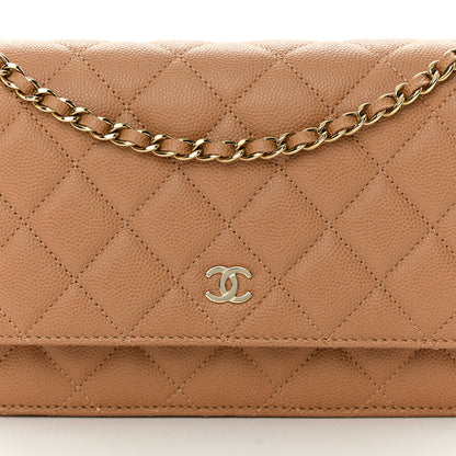 Chanel Caviar Quilted Wallet on Chain WOC Dark Beige 9 of 14