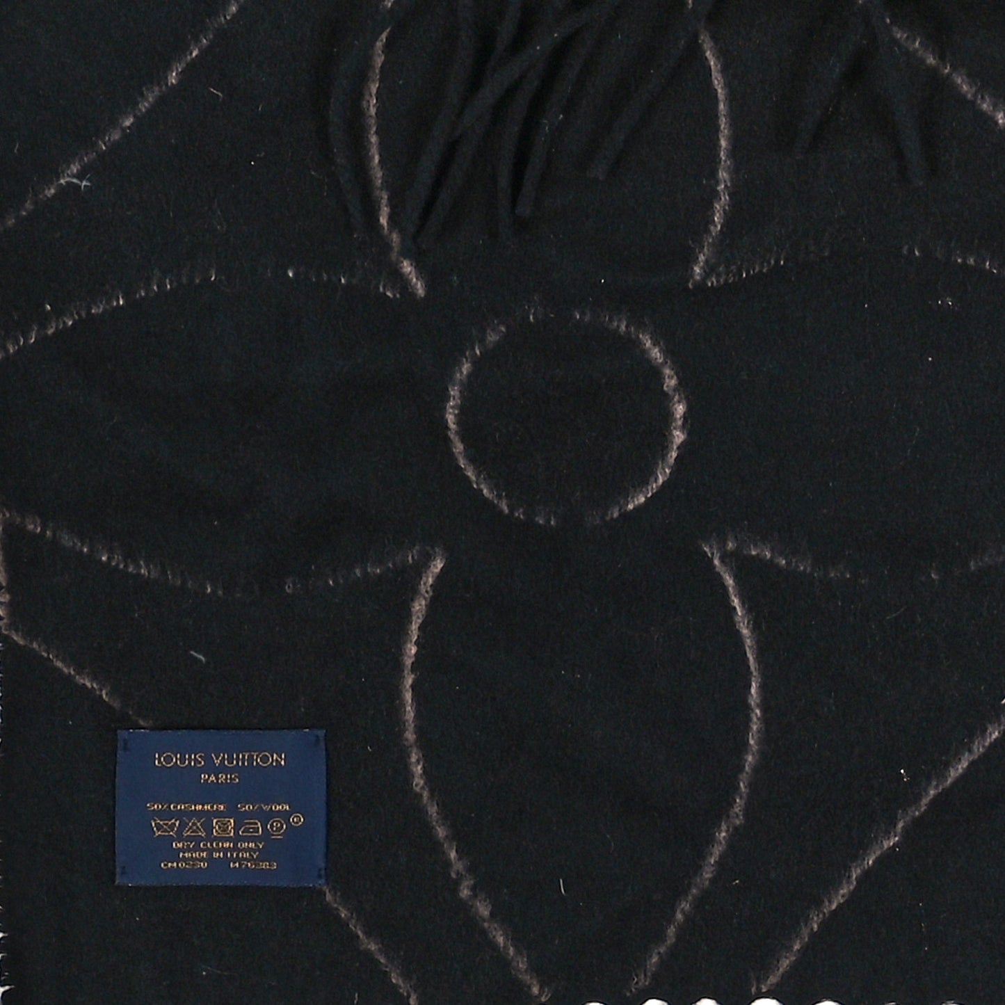 Cashmere Wool Monogram Ultimate Scarf Black