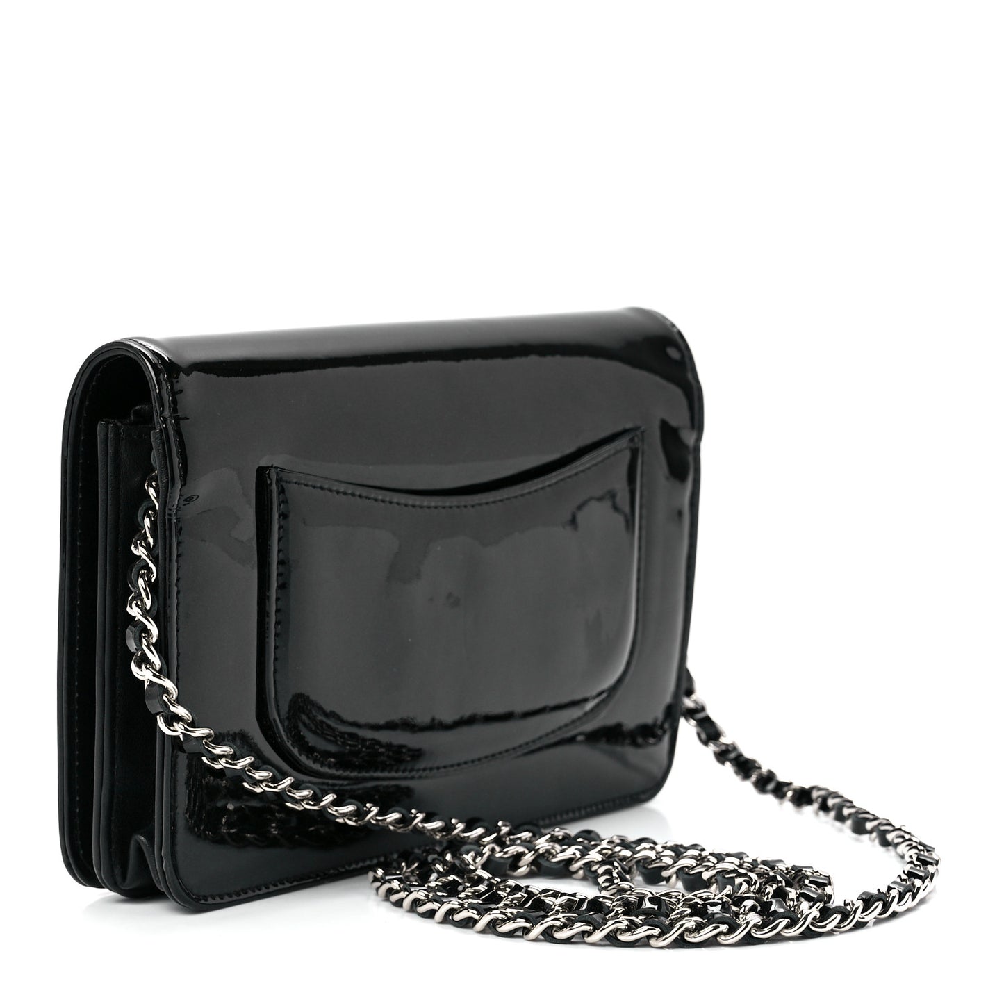 Patent Strass Wallet On Chain WOC Black