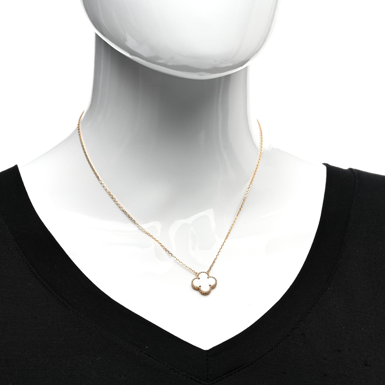 Van Cleef & Arpels 18K Yellow Gold Mother of Pearl Vintage Alhambra Pendant Necklace 2 of 5