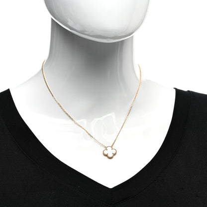 Van Cleef & Arpels 18K Yellow Gold Mother of Pearl Vintage Alhambra Pendant Necklace 2 of 5