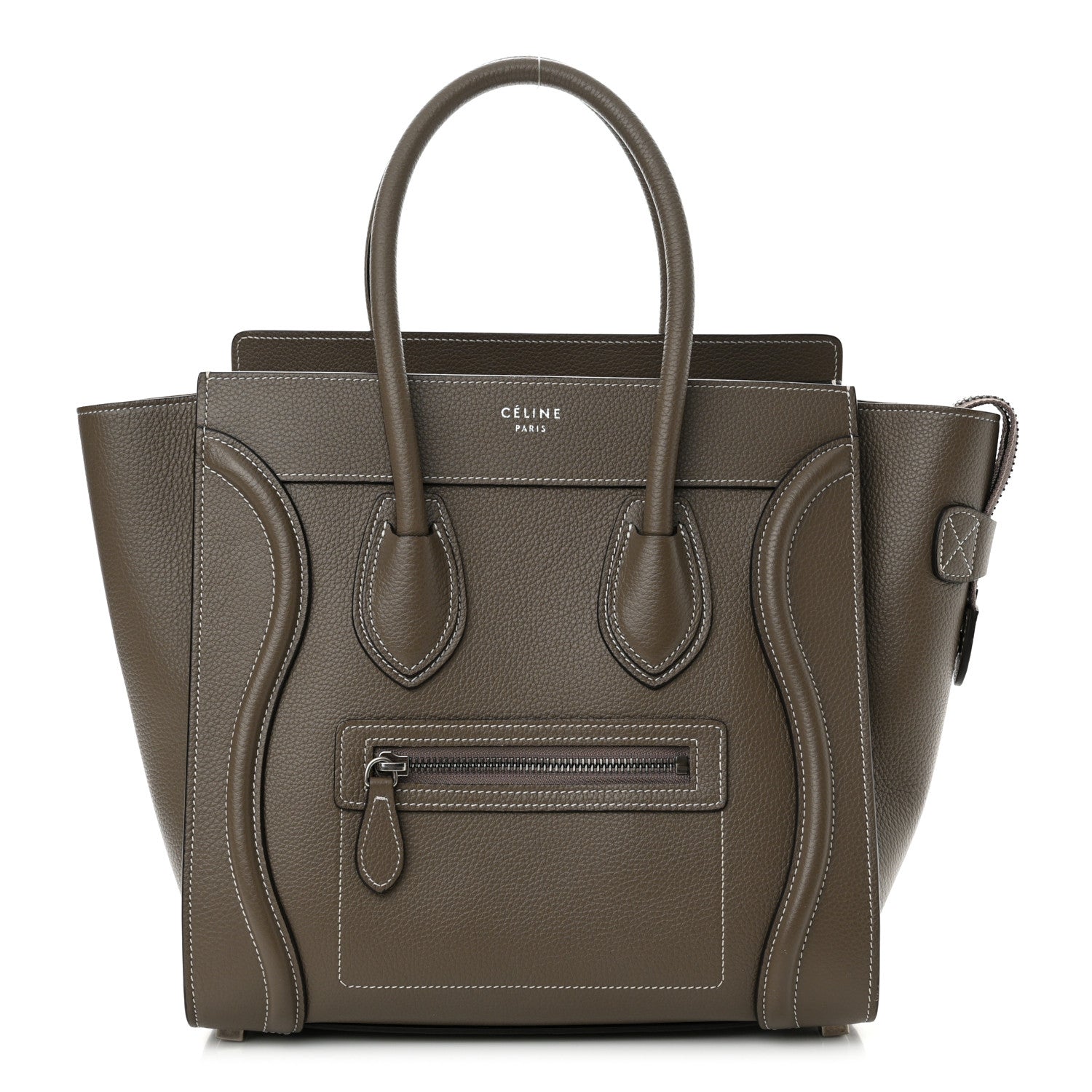 Celine Drummed Calfskin Micro Luggage Souris 1 of 10