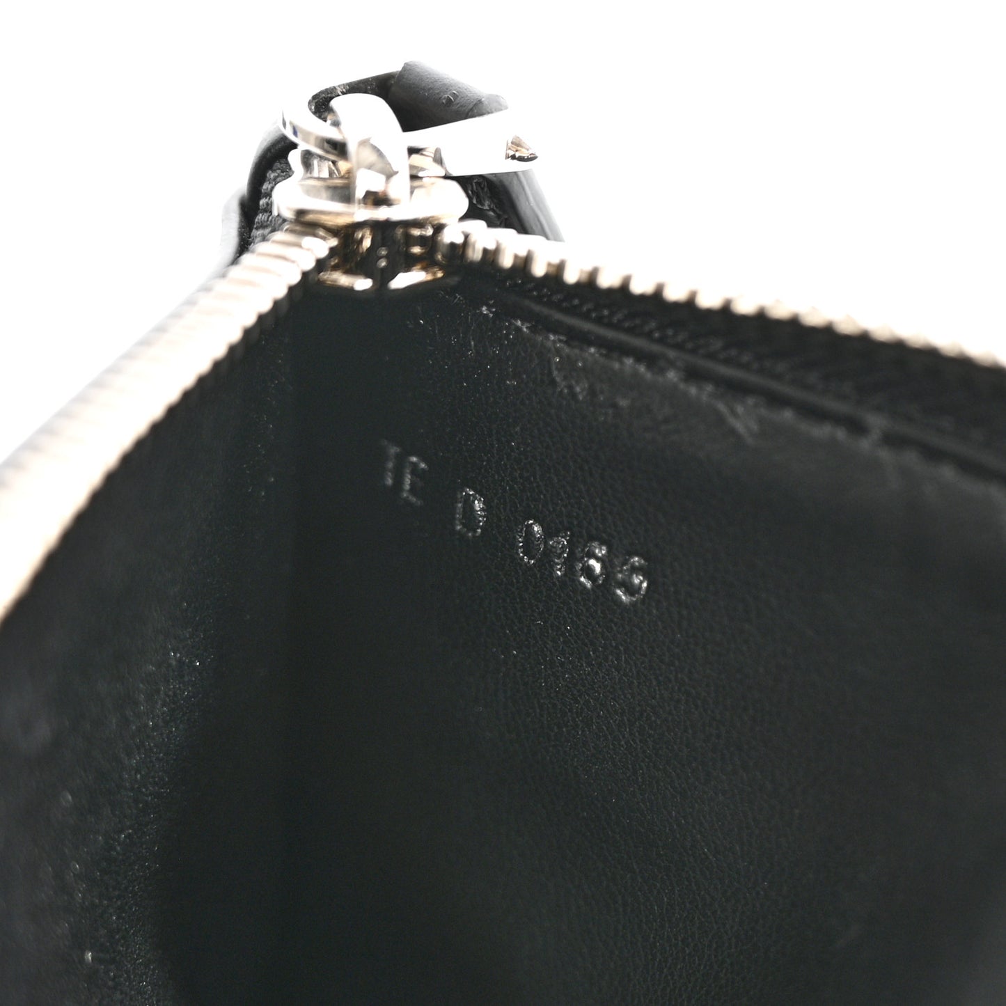 Smooth Calfskin Skull Embossed Zip Pouch Black