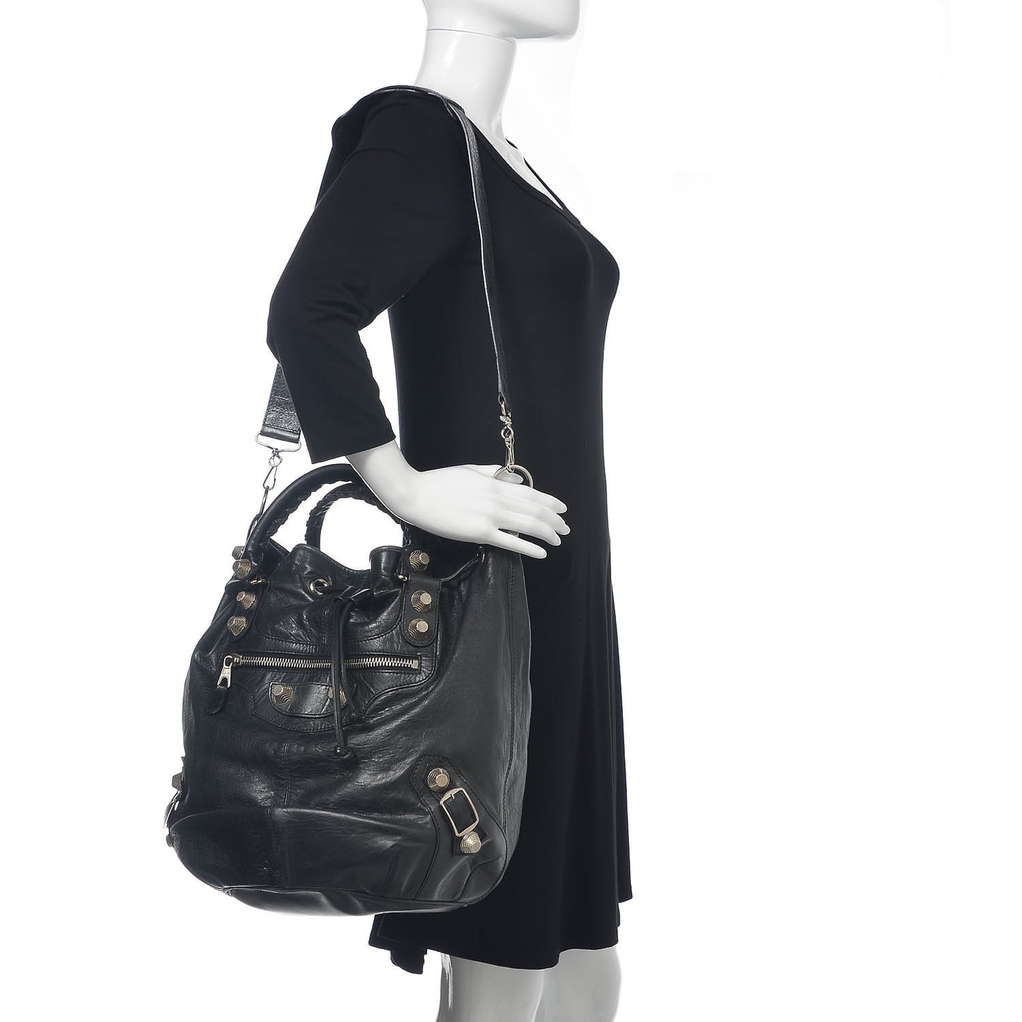 Agneau Giant 21 Silver Hardware Pompon Black