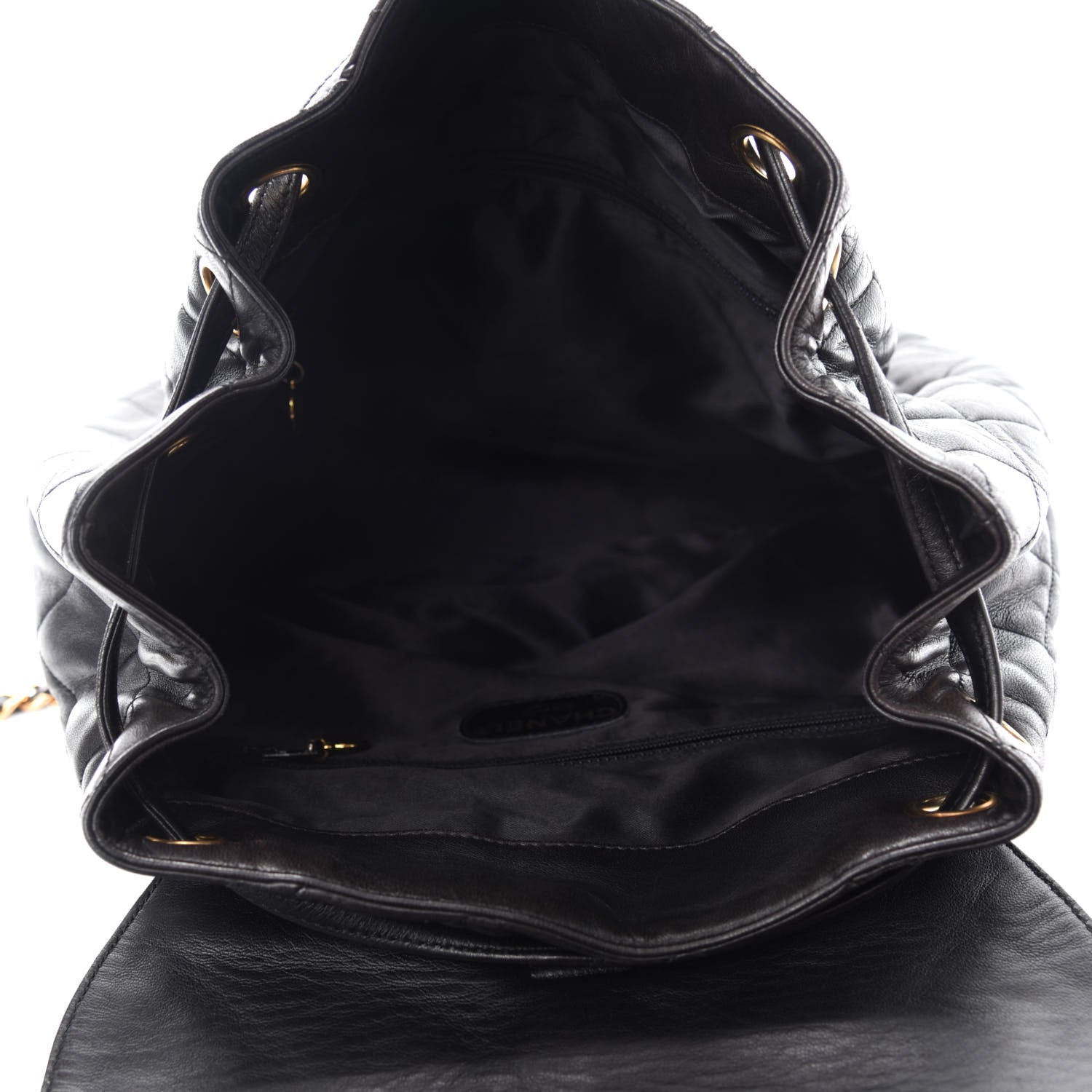 Chanel Lambskin Quilted Drawstring Backpack Black 5 of 10