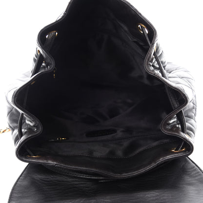 Chanel Lambskin Quilted Drawstring Backpack Black 5 of 10