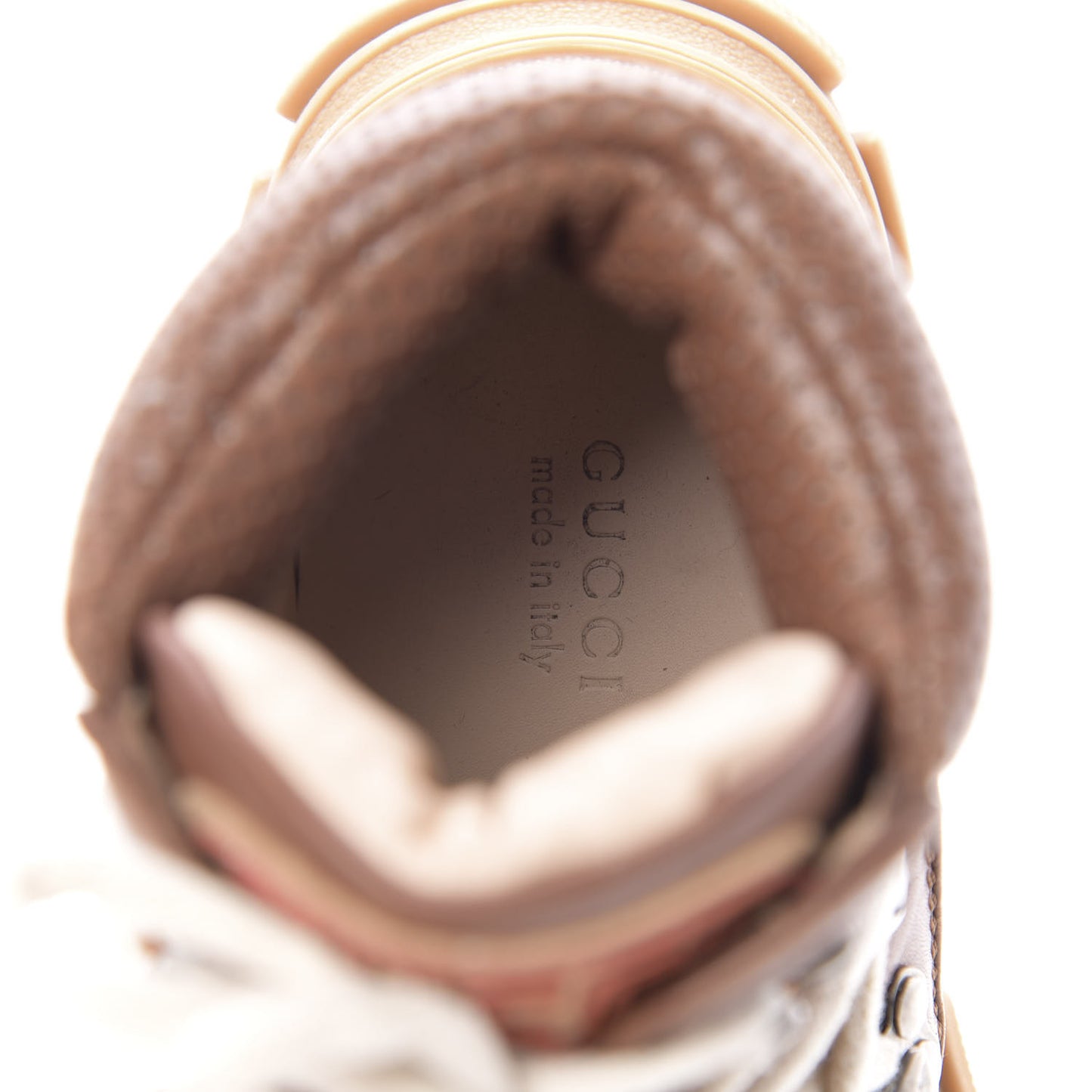 X SEGA Suede Calfskin GG Monogram Womens Flashtrek High-Top Sneakers 35 New Cuir Beige Ruggine