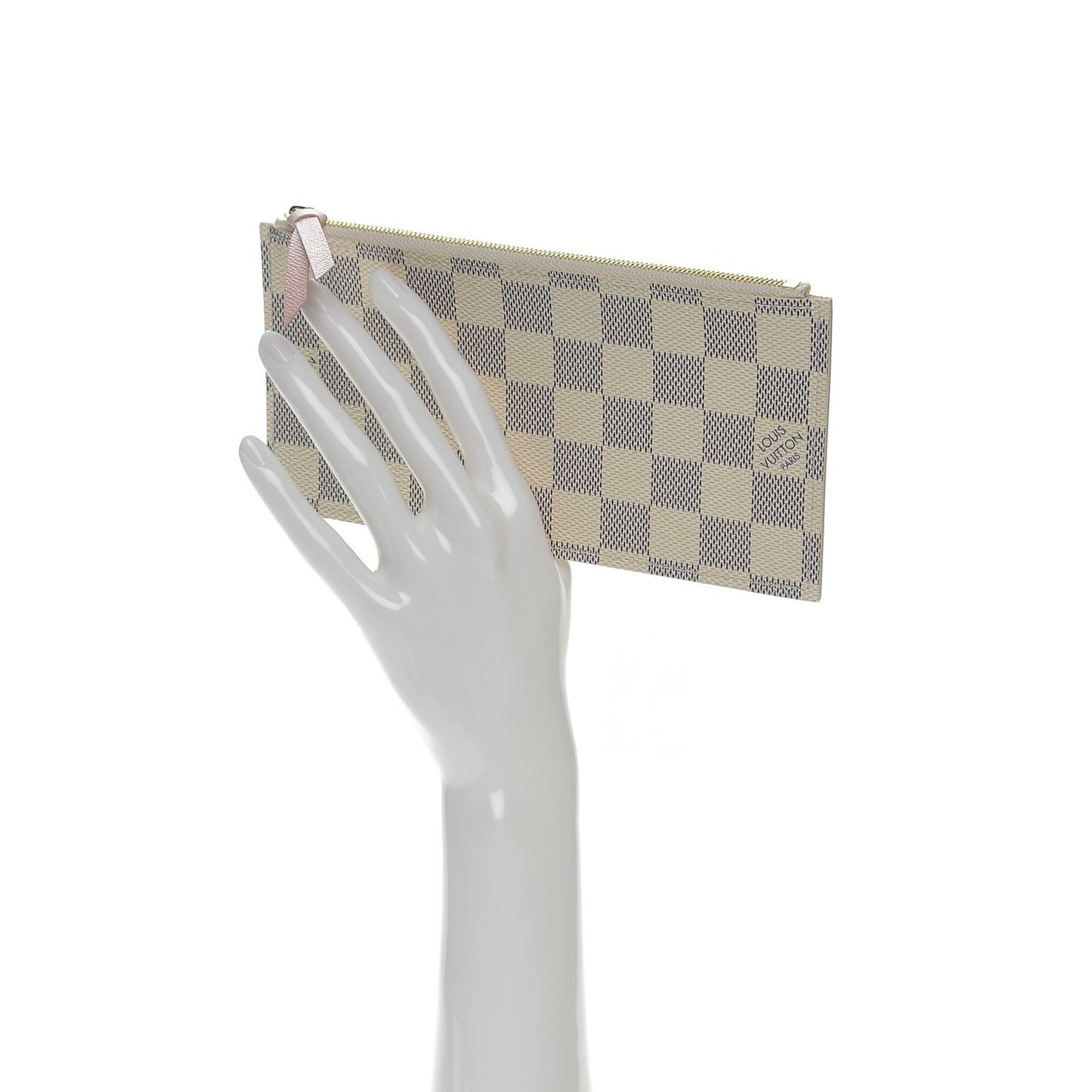 Damier Azur Felicie Chain Wallet Zippered Insert Rose Ballerine
