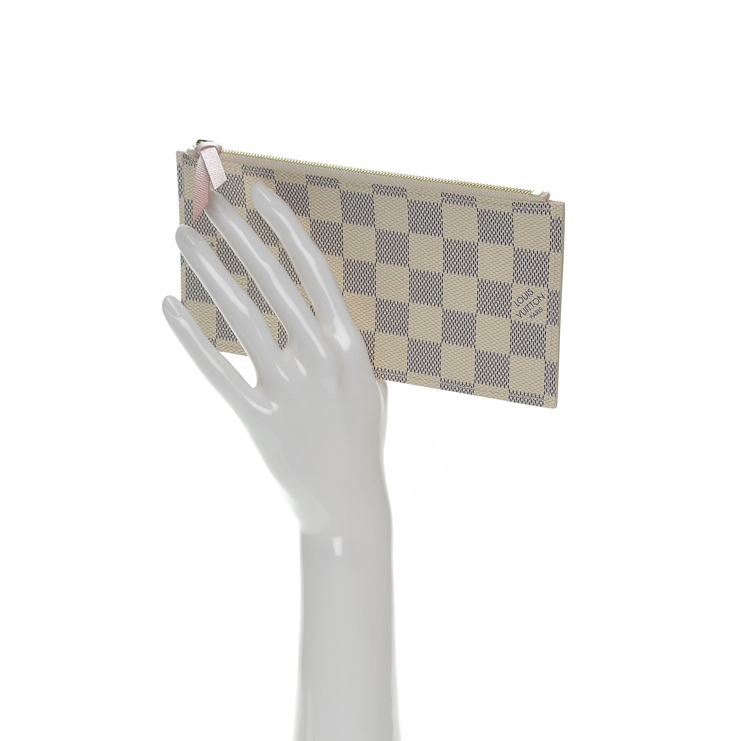 Louis Vuitton Damier Azur Felicie Chain Wallet Zippered Insert Rose Ballerine 2 of 6