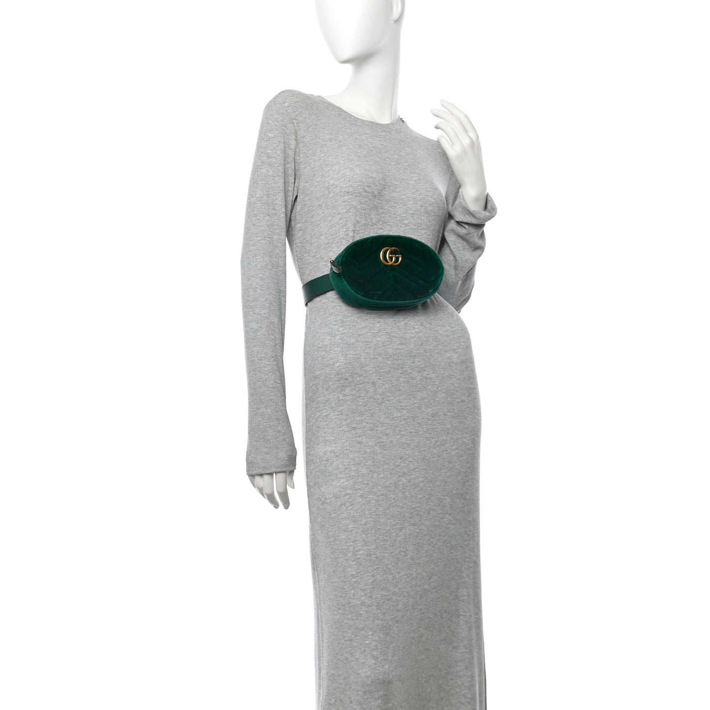 Velvet Matelasse GG Marmont Belt Bag 85 34 Green