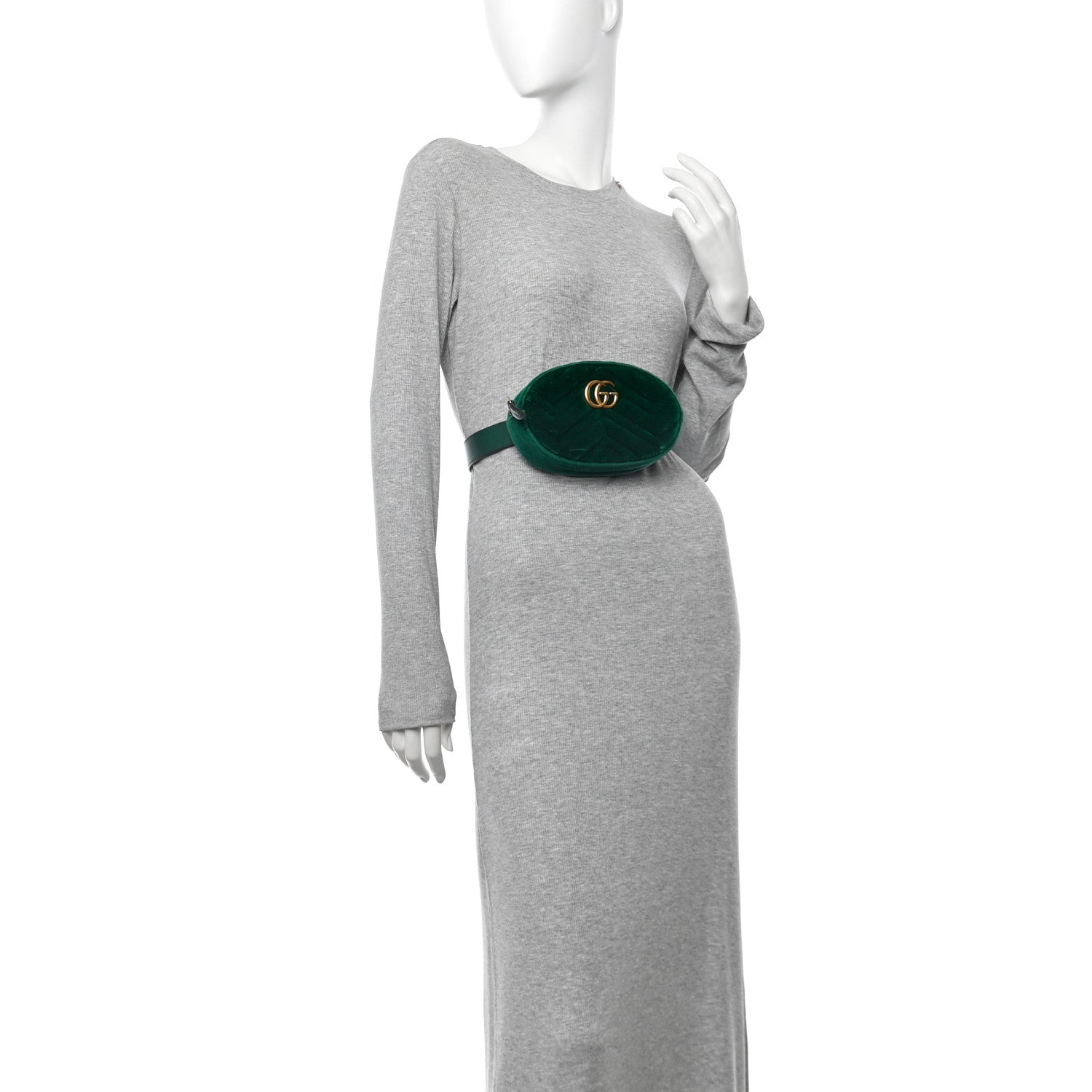 Gucci Velvet Matelasse GG Marmont Belt Bag 85 34 Green 1752033 –  FASHIONPHILE