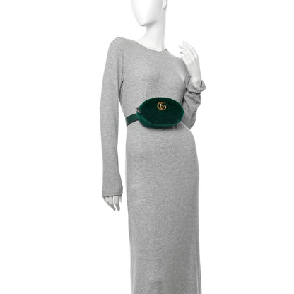 Gucci Velvet Matelasse GG Marmont Belt Bag 85 34 Green 2 of 10