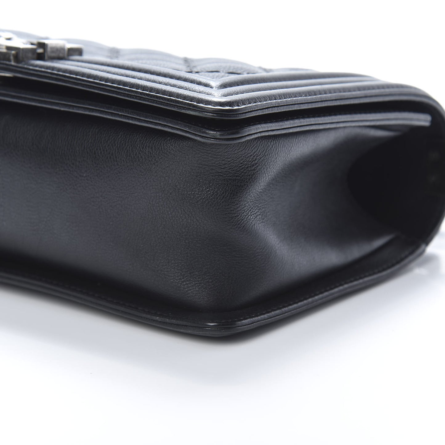 Calfskin Double Stitch Medium Boy Flap Black