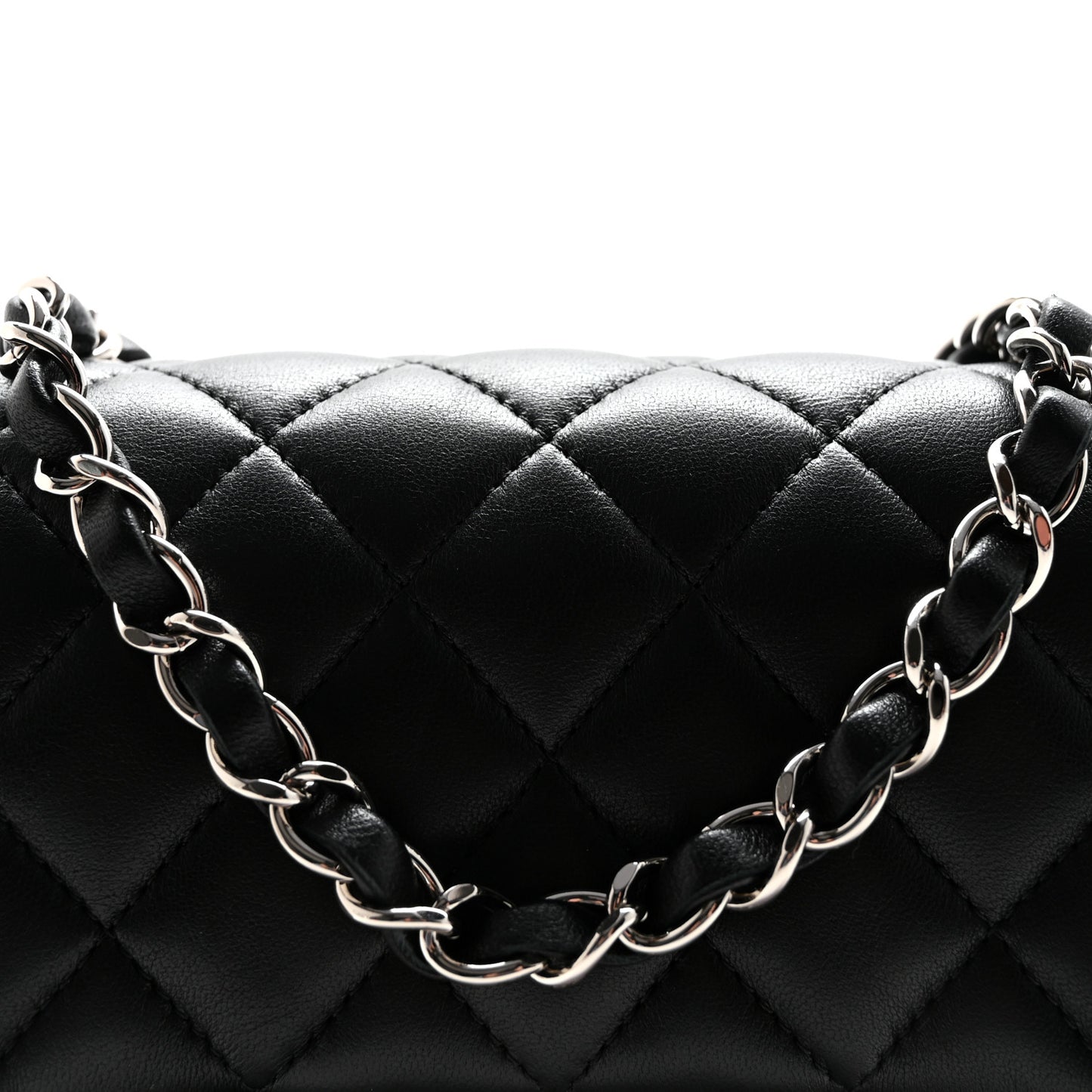 Lambskin Quilted Mini Square Flap Black