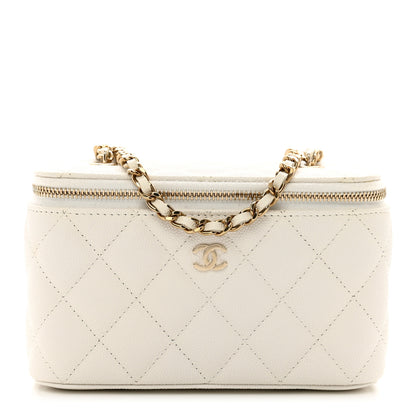 Chanel Caviar Quilted Small Vanity Case With Chain White 1 of 11