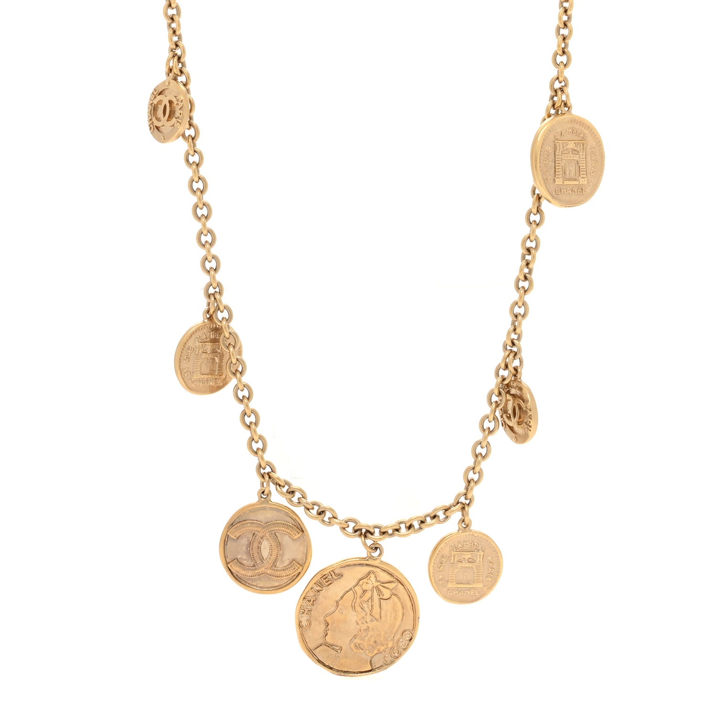 Metal CC Medallion Necklace Gold