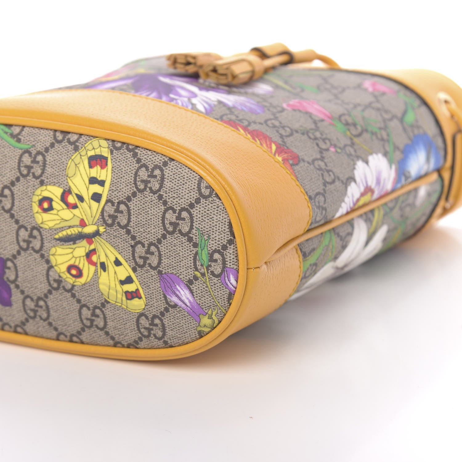 Gucci GG Supreme Monogram Flora Small Ophidia Bucket Bag Beige Multicolor Crop 9 of 10