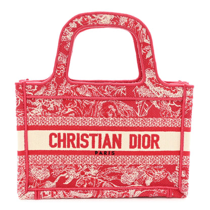 Christian Dior Canvas Embroidered Mini Toile De Jouy Book Tote Raspberry 1 of 9