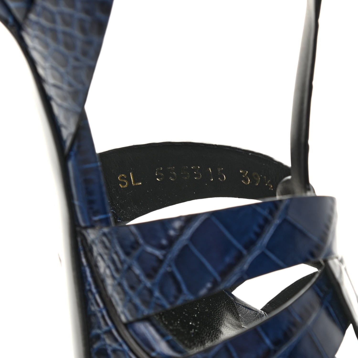 Saint Laurent Crocodile Embossed Tribute 75 Platform Sandals 39.5 Navy 8 of 8