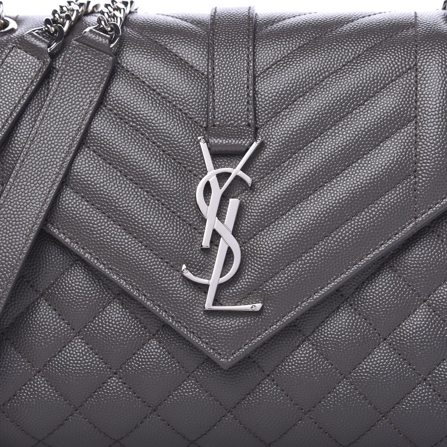 Saint Laurent Grain De Poudre Textured Mixed Matelasse Medium Triquilt Monogram Satchel Earth 11 of 12