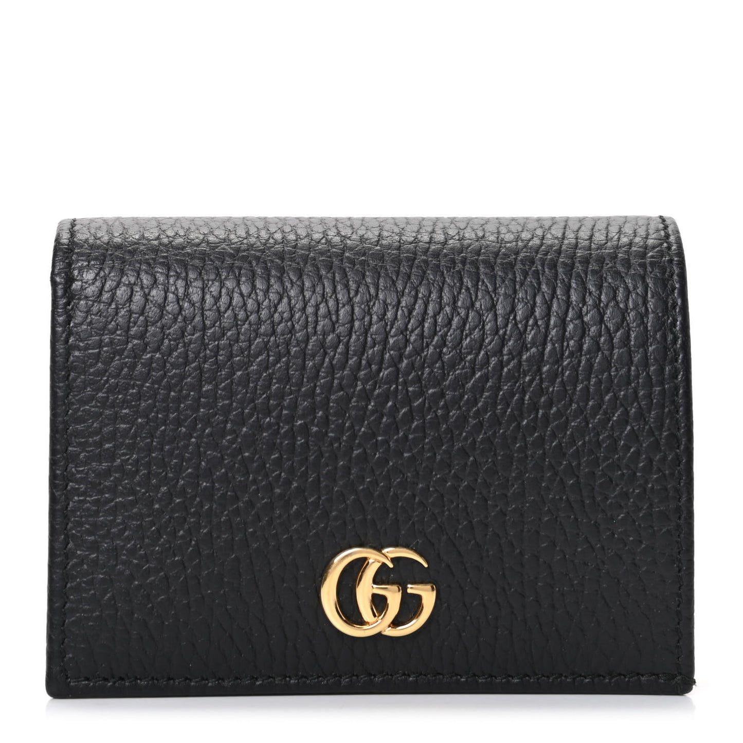 Pebbled Calfskin GG Marmont Card Case Black