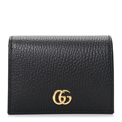 Gucci Pebbled Calfskin GG Marmont Card Case Black 1 of 7