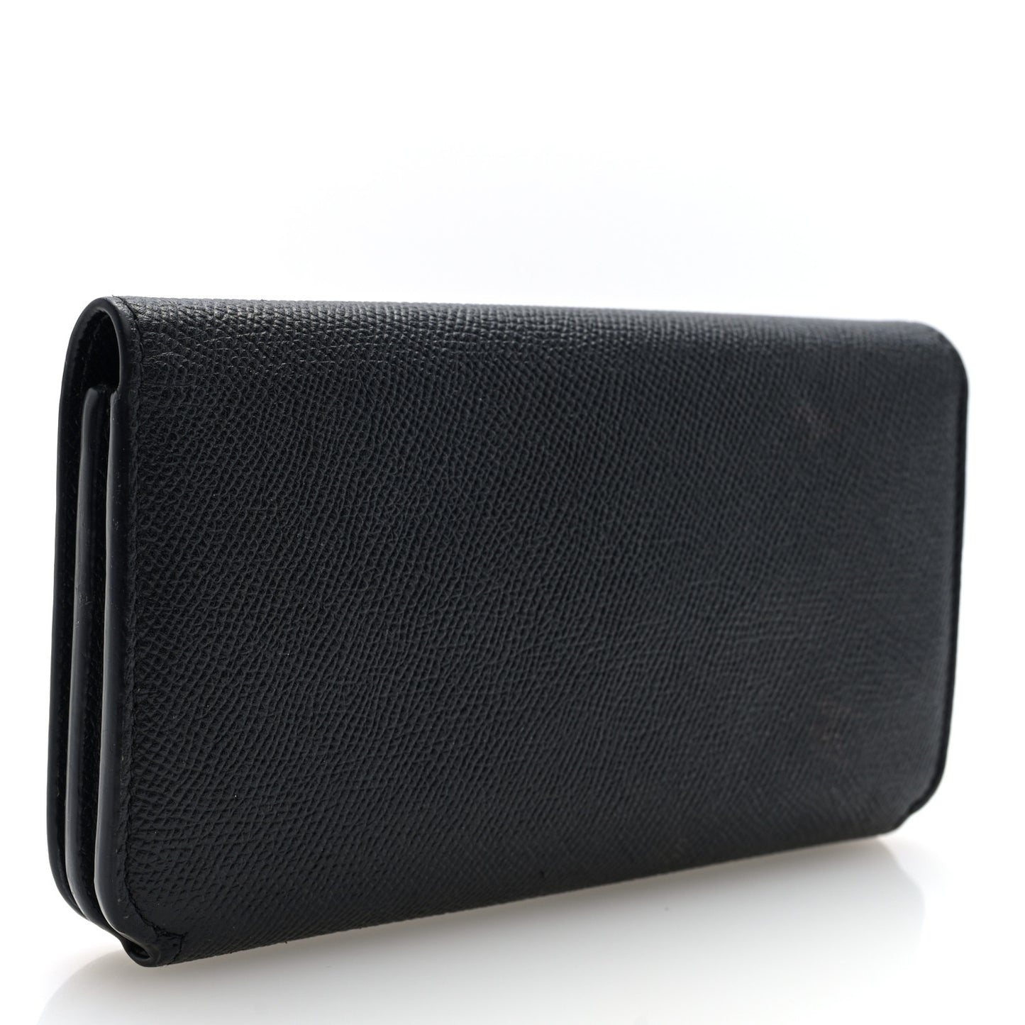Grained Calfskin Logo Cash Thin Money Wallet Black White