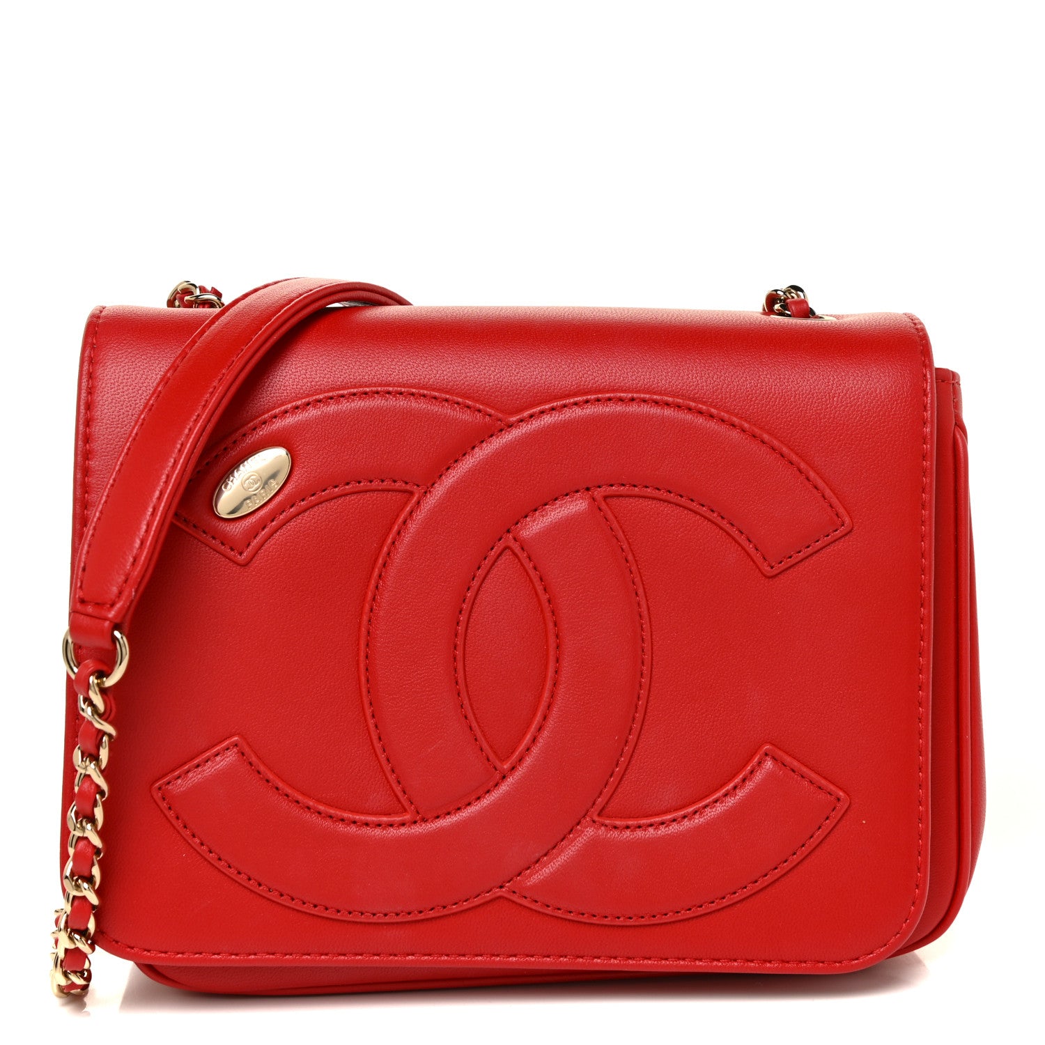 Chanel Lambskin CC Mania Flap Bag Red 1 of 11