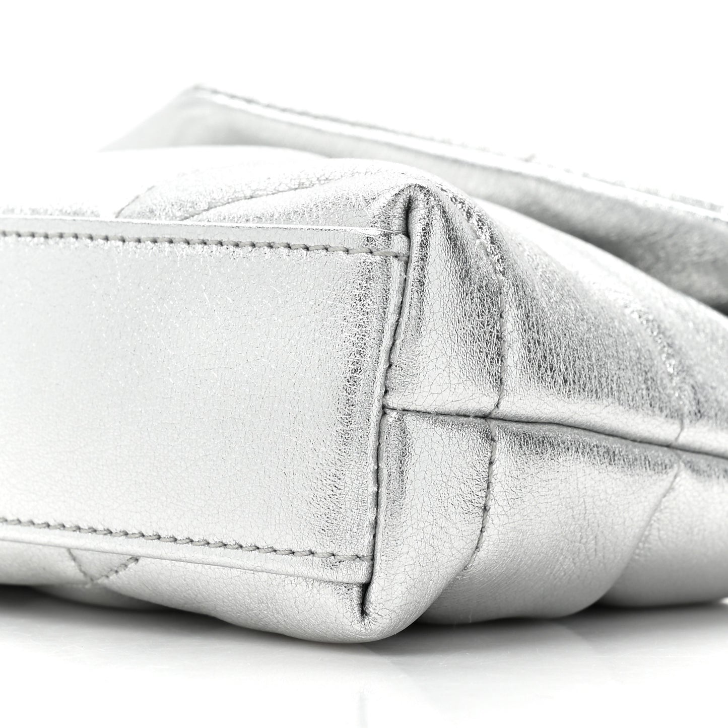 Metallic Lambskin Monogram Loulou Puffer Pouch Clutch Silver