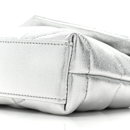 Saint Laurent Metallic Lambskin Monogram Loulou Puffer Pouch Clutch Silver 11 of 13