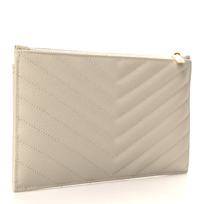 Saint Laurent Grain De Poudre Chevron Monogram Bill Pouch Crema Soft 3 of 11