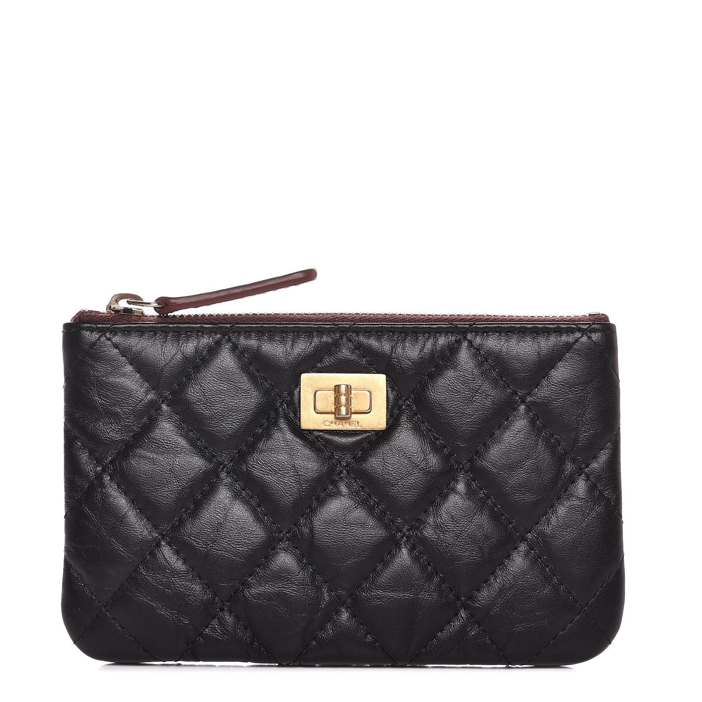Aged Calfskin Quilted Small Reissue Cosmetic Case Black