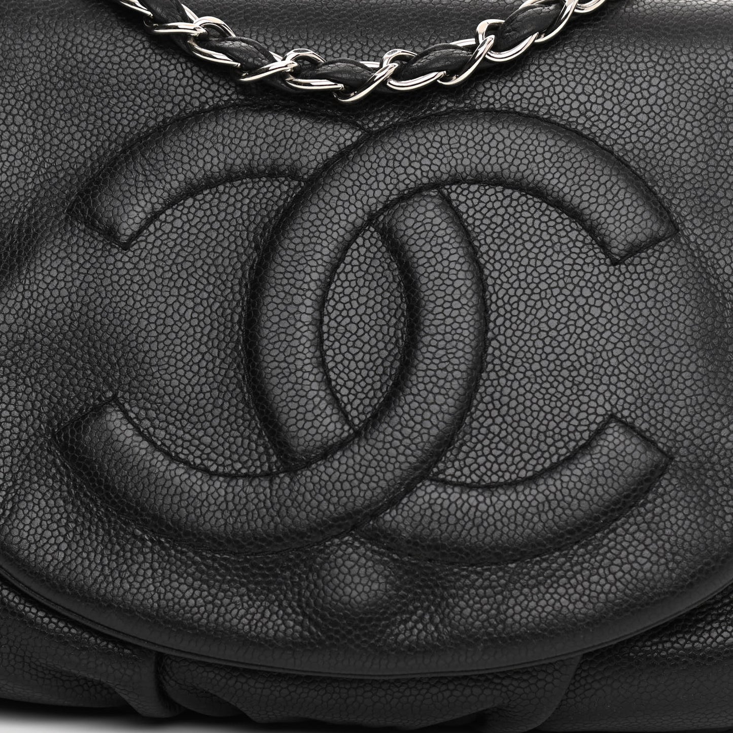 Caviar Half Moon Large Flap Black
