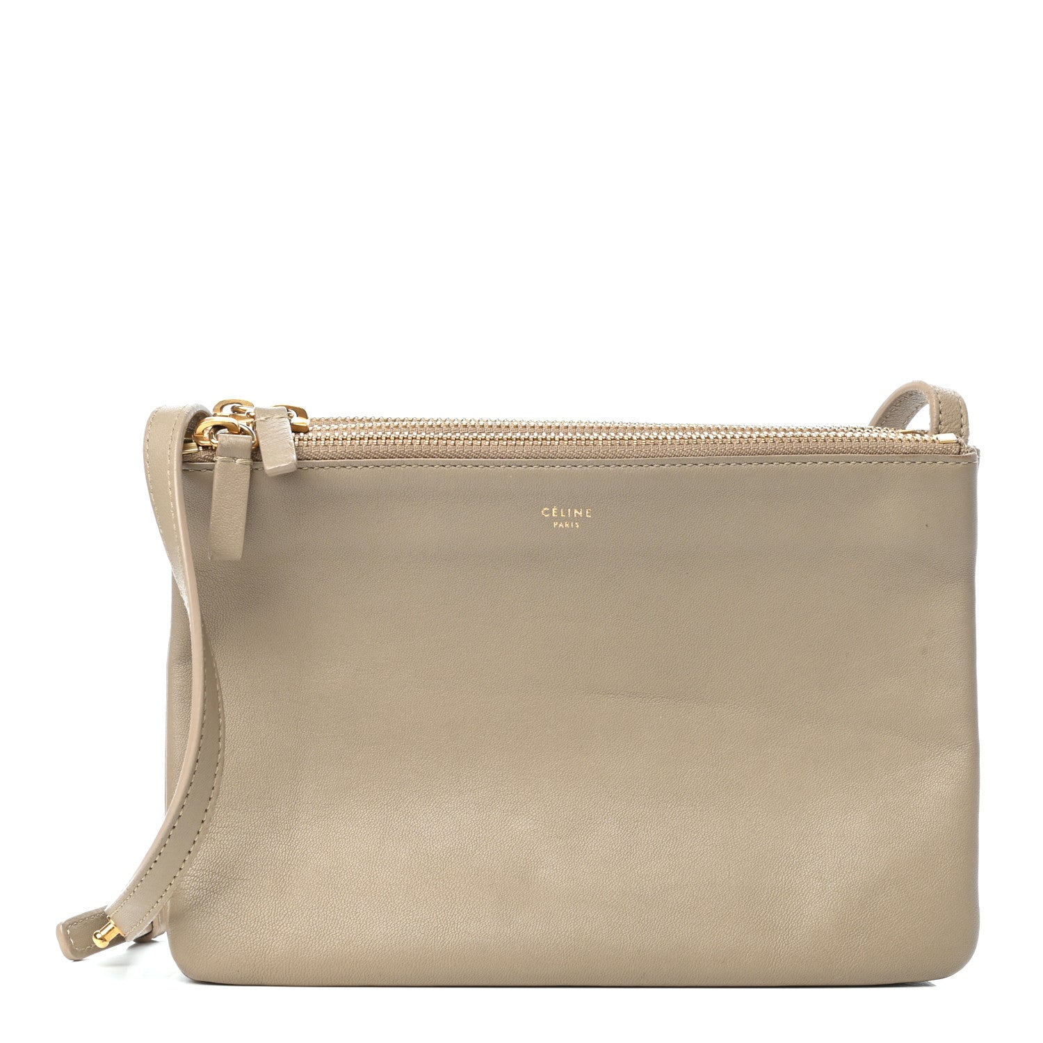 Celine Lambskin Small Trio Crossbody Bag Beige 1 of 9