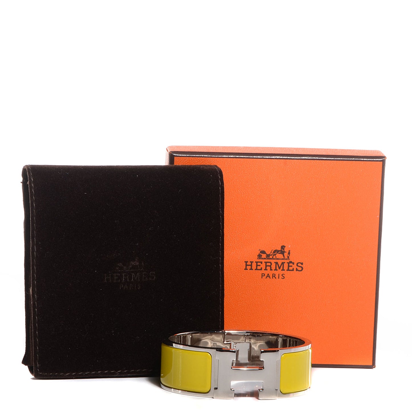 Enamel Clic Clac H Wide Bracelet PM Chartreuse