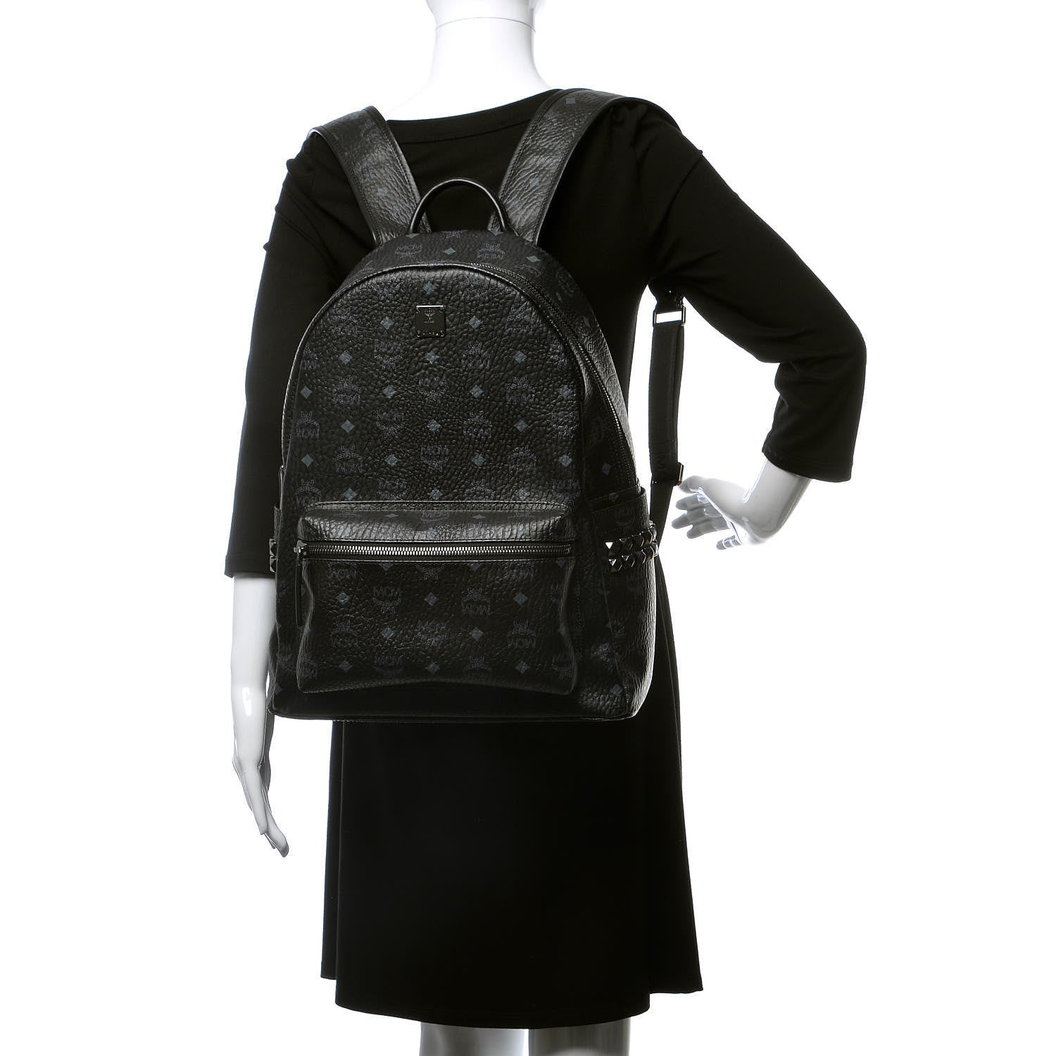 MCM Visetos Medium Side Studs Stark Backpack Black 2 of 10