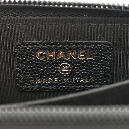 Chanel Caviar Quilted Boy Zip Around Coin Purse Wallet Black 6 of 7