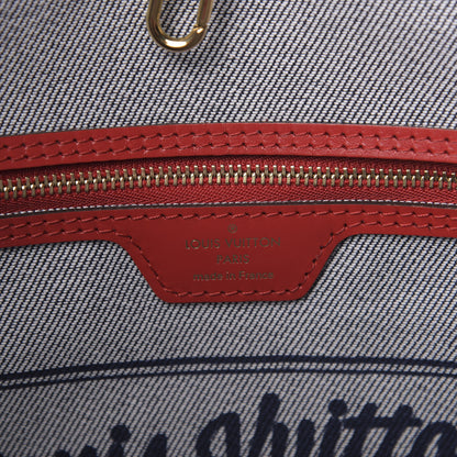 Louis Vuitton Denim Damier Monogram Patchwork Neverfull Blue Rouge 9 of 10
