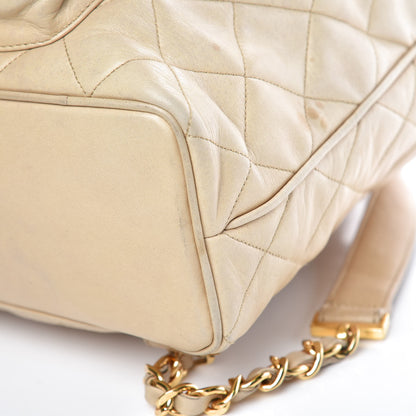 Chanel Lambskin Quilted Drawstring Backpack Beige 13 of 17