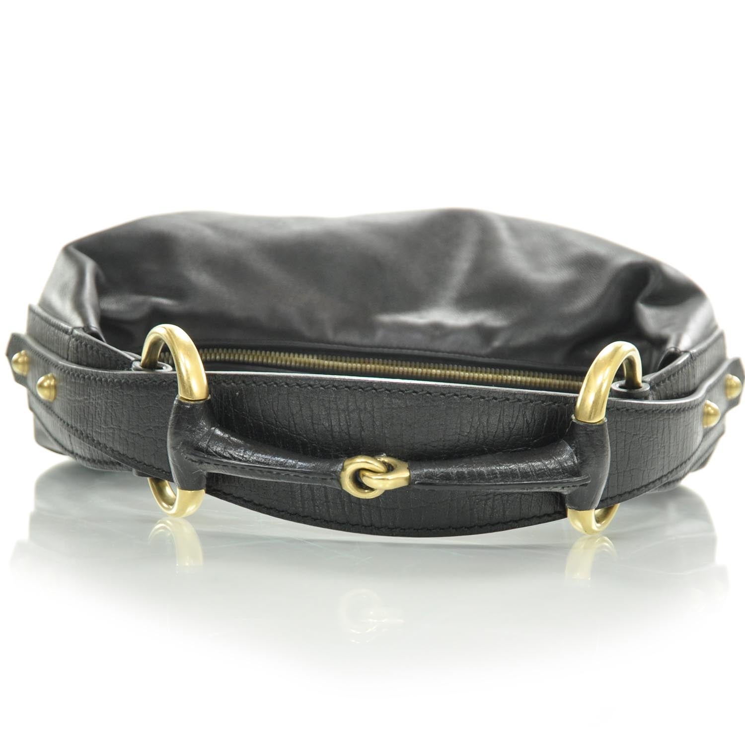 Gucci Leather Medium Horsebit Chain Hobo Black 5 of 8